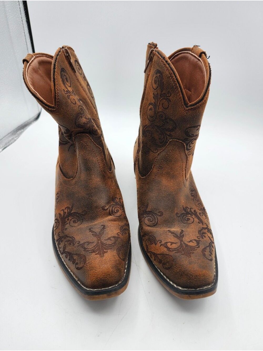 Roper Brown Embossed Western Cowboy Boots